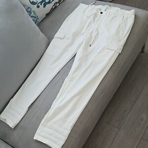 Four Ten Men's Italian White Cargo Pants